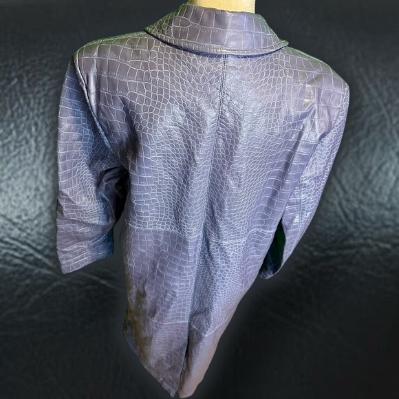 NWOT Hosbjerg Vegan Leather ‘Irah Croc Embossed Coat’ in “Dust Blue” Size Medium - Picture 14 of 16